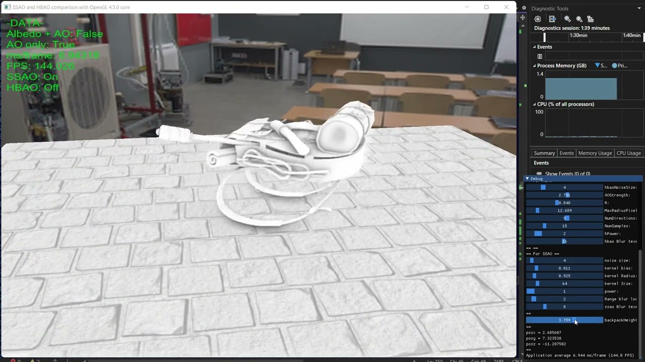 SSAO and HBAO comparison with OpenGL 4.5.0 core C++.