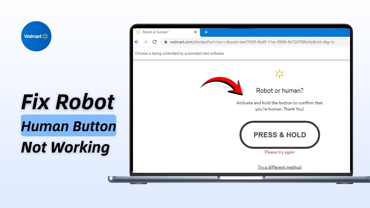 How To Fix Walmart &ldquo;Robot or Human&rdquo; Button Not Working (2026) | Verification Fix