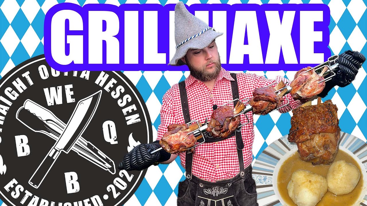 SCHWEINSHAXE extra Knusprig vom Gasgrill mit Kloß und Soß - 4K