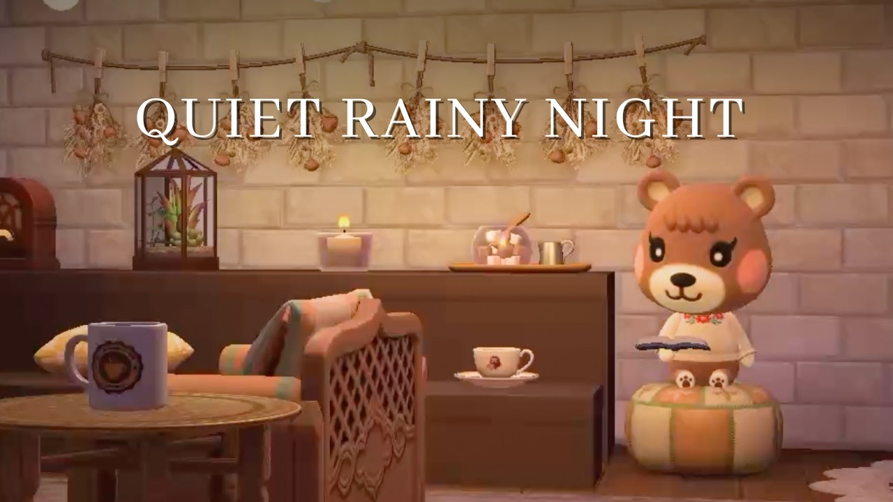 Rainy Night Living Room☔ | Maple's Cozy Animal Crossing Soft jazz BGM (1Hour)
