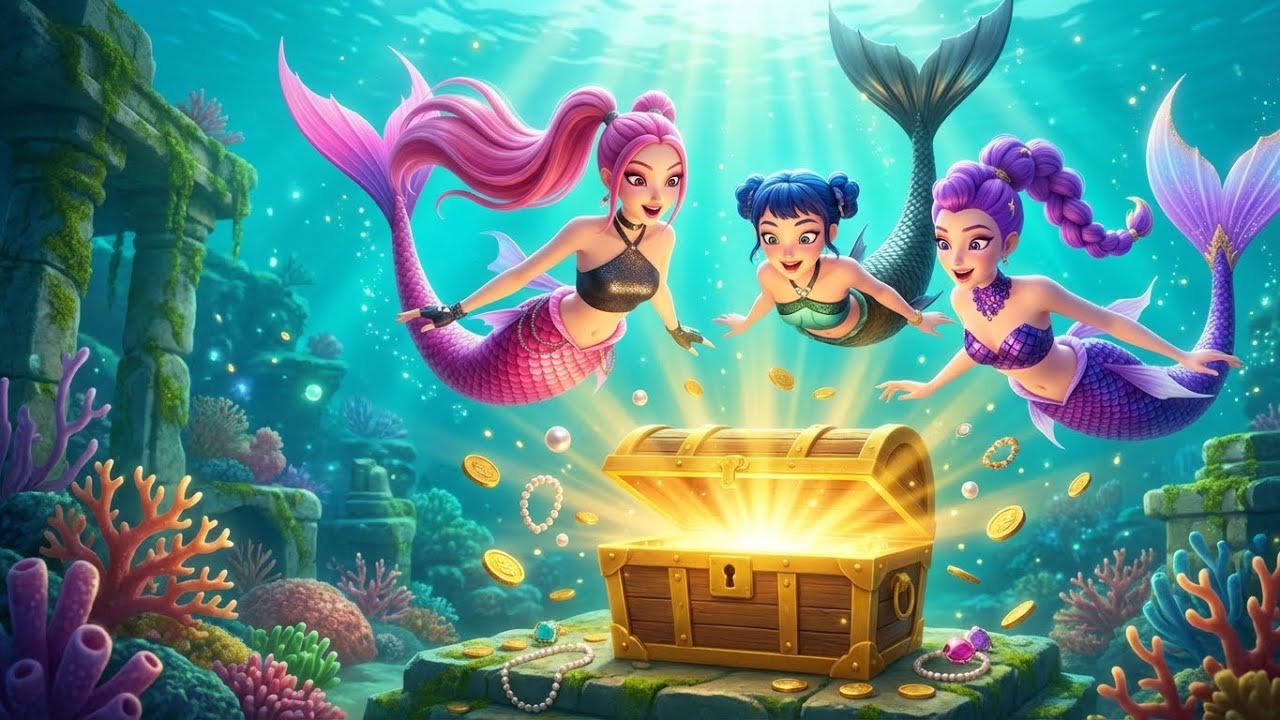 Mermaid Treasure Hunt 🧜‍♀️ Rumi Mira Zoey Discover Lost Underwater Kingdom | 3D Animation Story