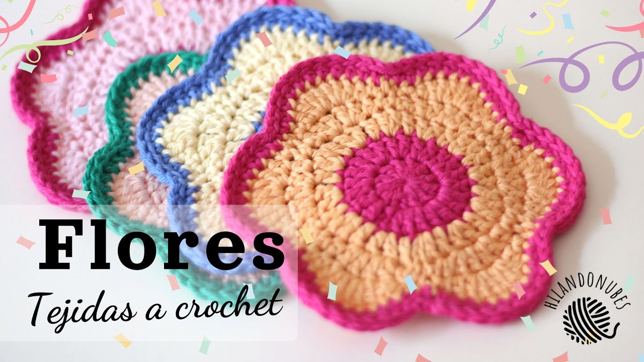 Flores de crochet súper fáciles Posavasos. Decora tu casa 🌺​🌺​🌺​