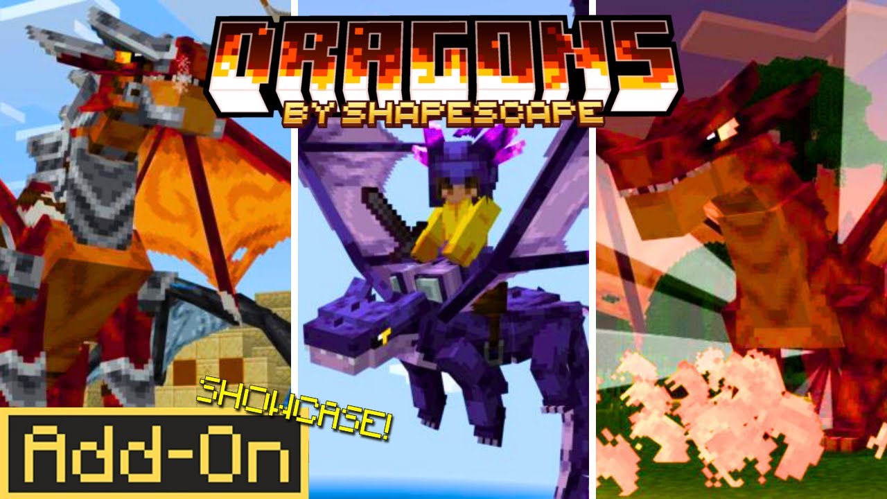 Dragons Add-On by Shapescape Full Showcase (All Features) | Minecraft Bedrock Add-On