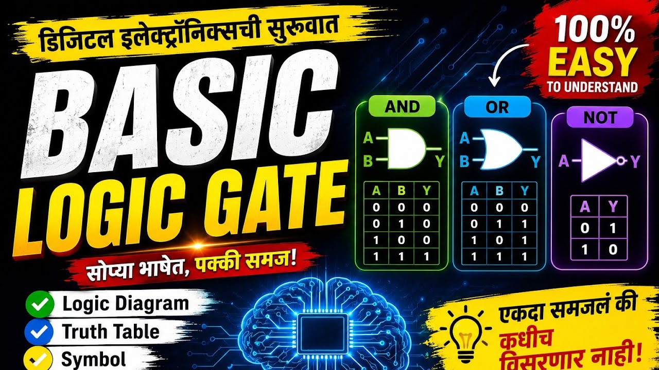Basic Logic Gates Explained in Marathi | AND, OR, NOT Gate | Digital Electronics Basics 