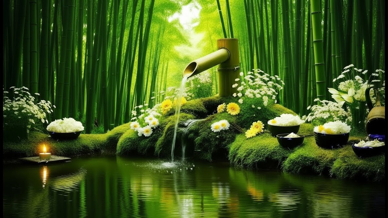 Mind Healing 🌿 Bamboo Water Sounds & Relaxing Music, Anxiety Relief
