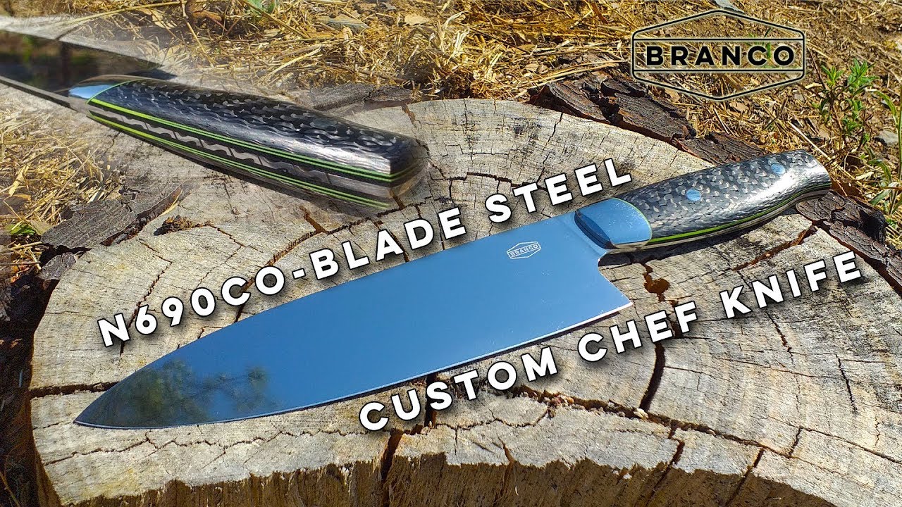 Branco Customs | Custom Chef Knife Build - N690 Blade - Carbon Scales - 316 stainless bolsters