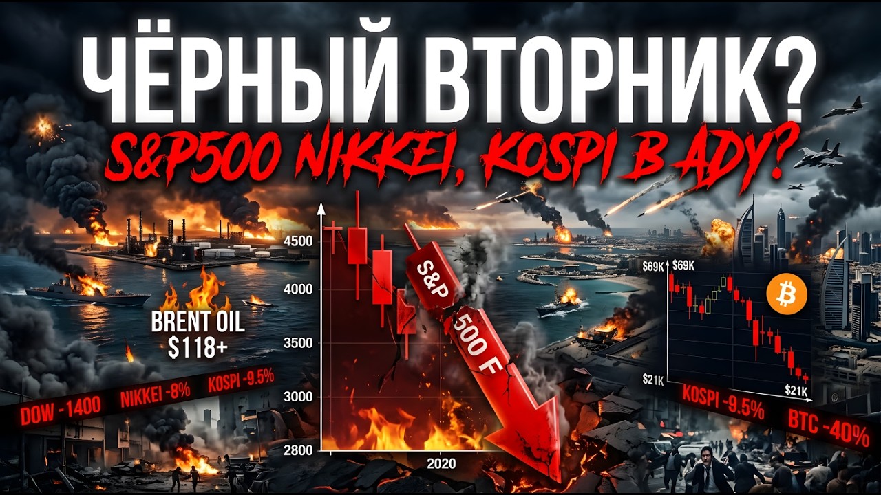 ЧЁРНЫЙ ВТОРНИК? ЯПОНИЯ И КОРЕЯ ГИГАНСКИЙ ОБАВАЛ! ФЬЮЧЕРСЫ НА S&P500 ЛЕТЯТ В АД! БИТКОИН ПОД ДАЛЕНИЕМ