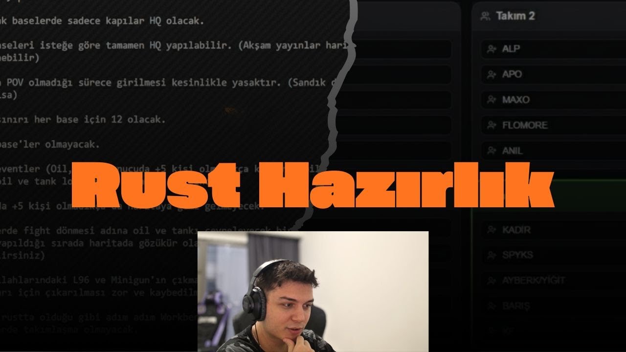 AhmetTurku - EN NEZİH RUST HAZIRLIK TOPLANTISI ( RUST TAKIMLARI , KURALLARI...)