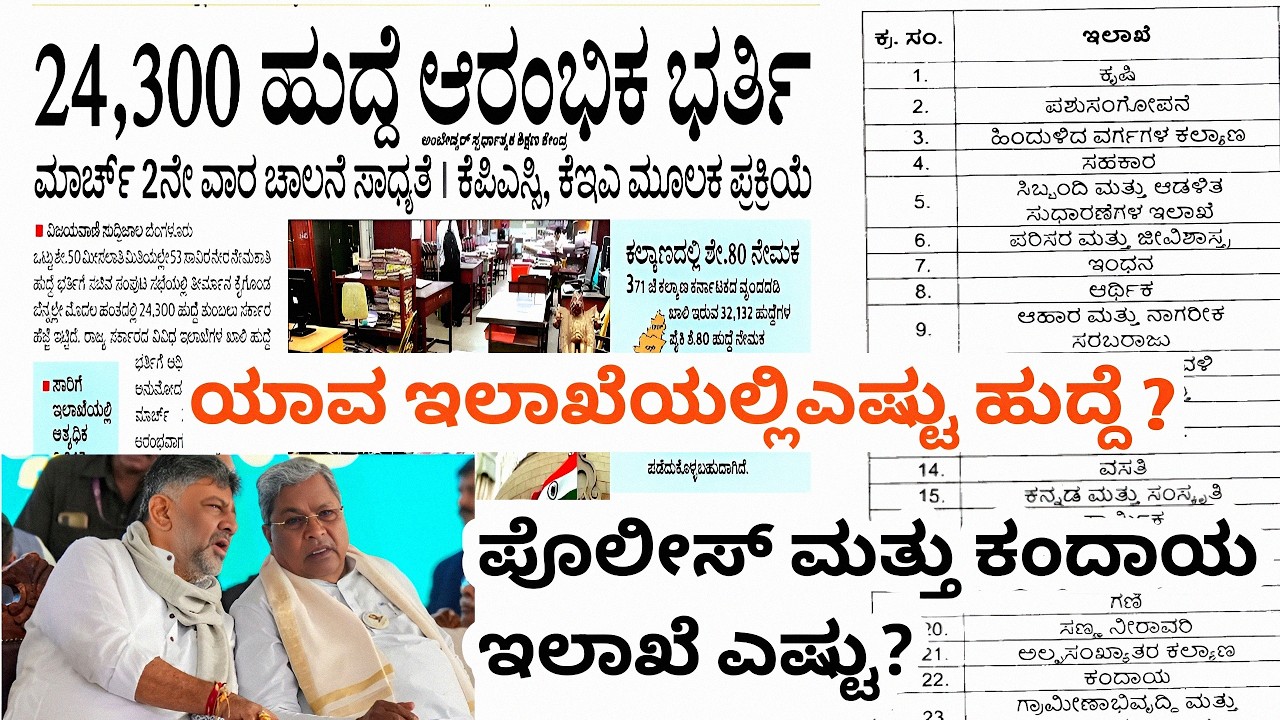 24,300 ಹುದ್ದೆ ಆರಂಭಿಕ ಹಂತದಲ್ಲಿ ಭರ್ತಿ 🎉 ಯಾವ ಇಲಾಖೆಯಲ್ಲಿ ಎಷ್ಟು ಹುದ್ದೆಗಳು??