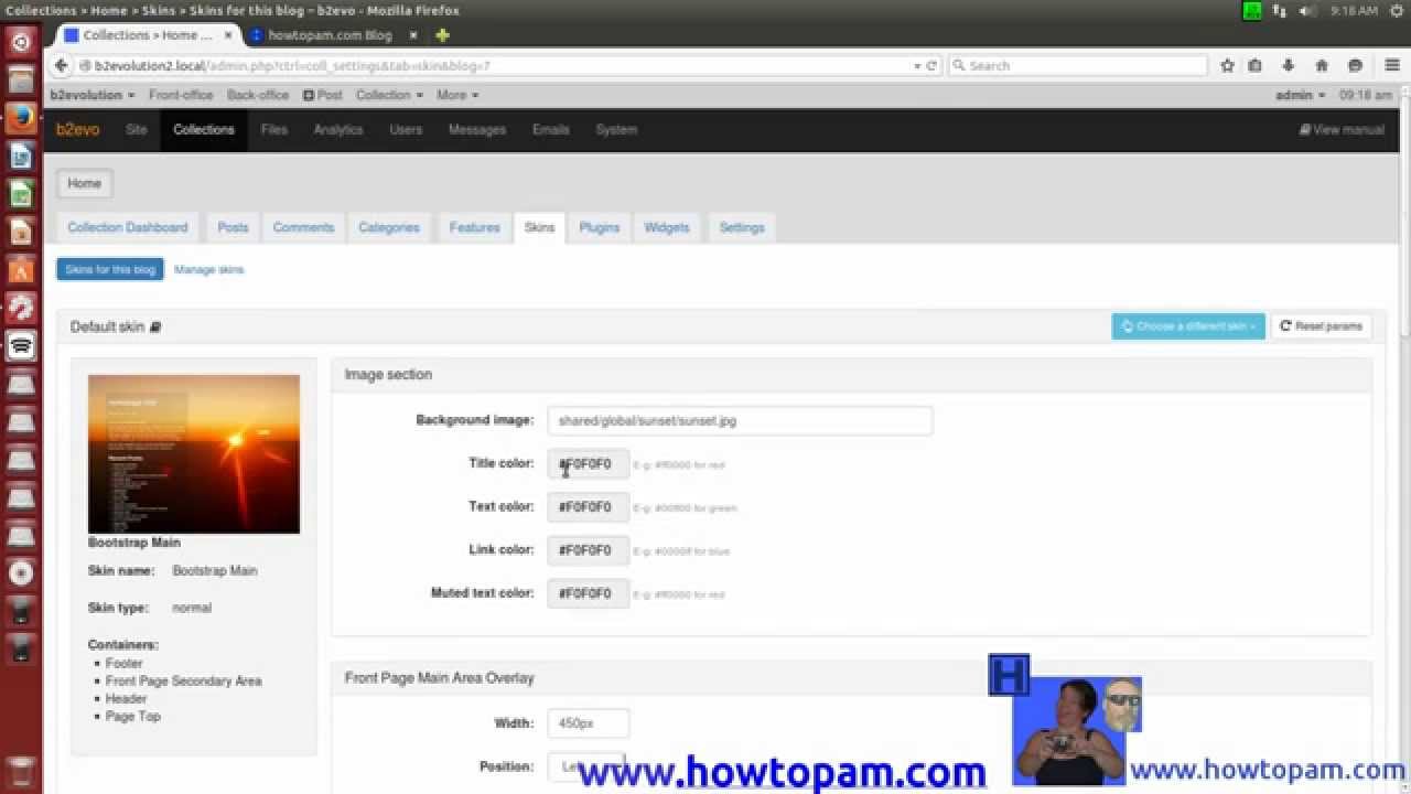 b2evolution setting up an empty site after install