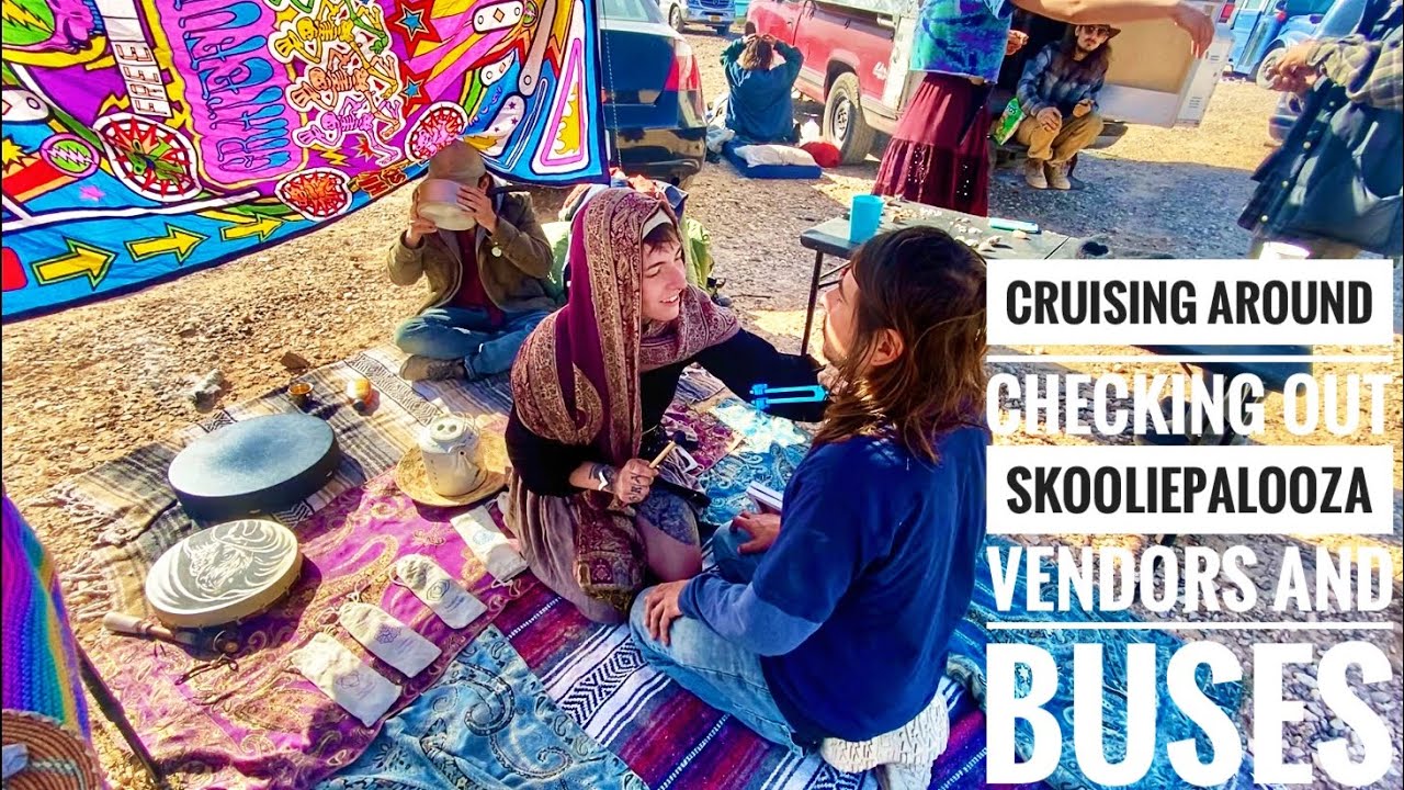 Check out these Arts + Wellness  buses at skooliepalooza 2022 nomad gathering