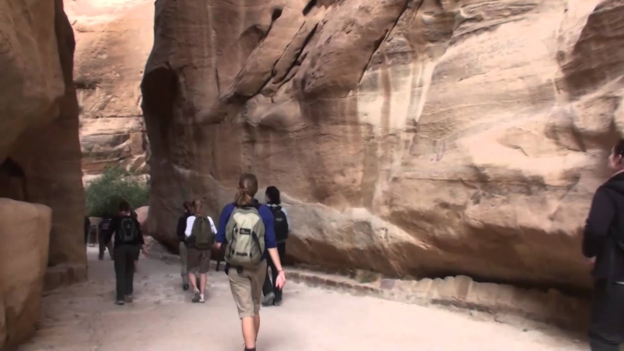 Walking the Petra Siq Tunnel Passage - Jordan