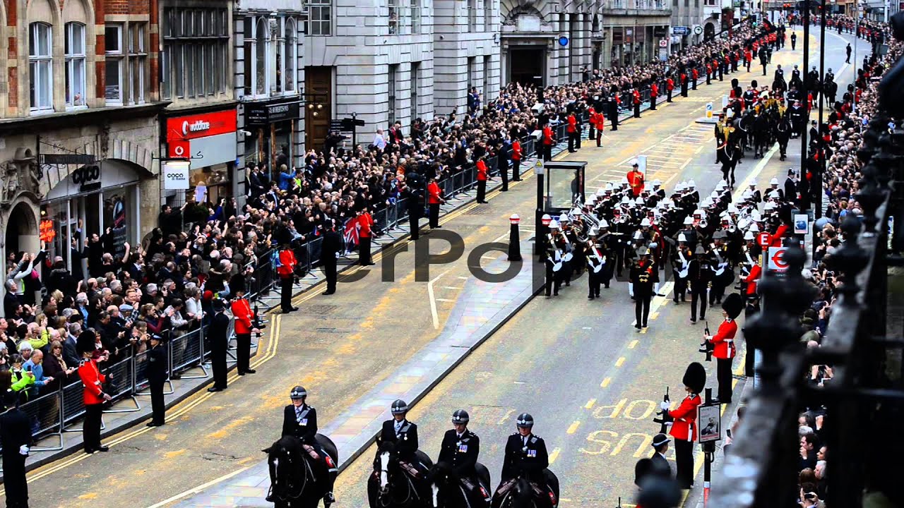 The funeral cortege carrying the body of former British P...