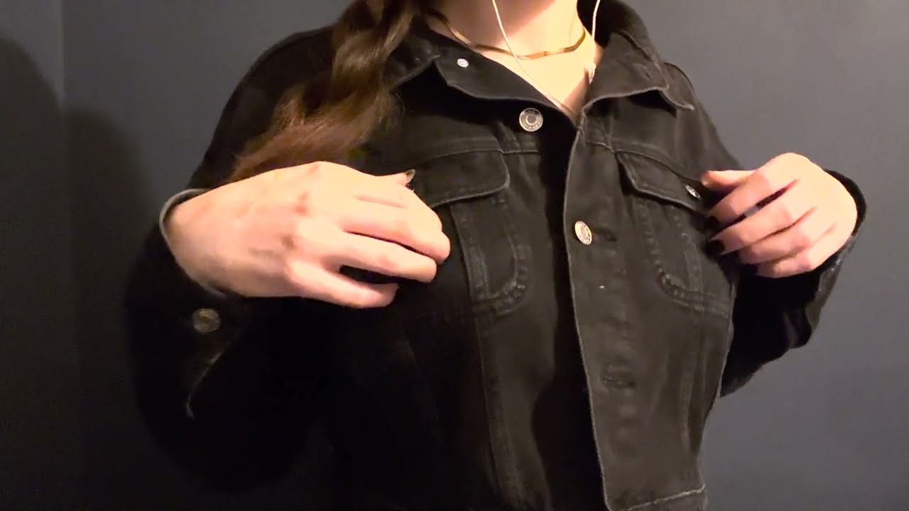 1 HOUR ASMR ✨ slow fabric scratching ❤️ black denim jean jacket ⚡️ Hand movements 💕 No talking!