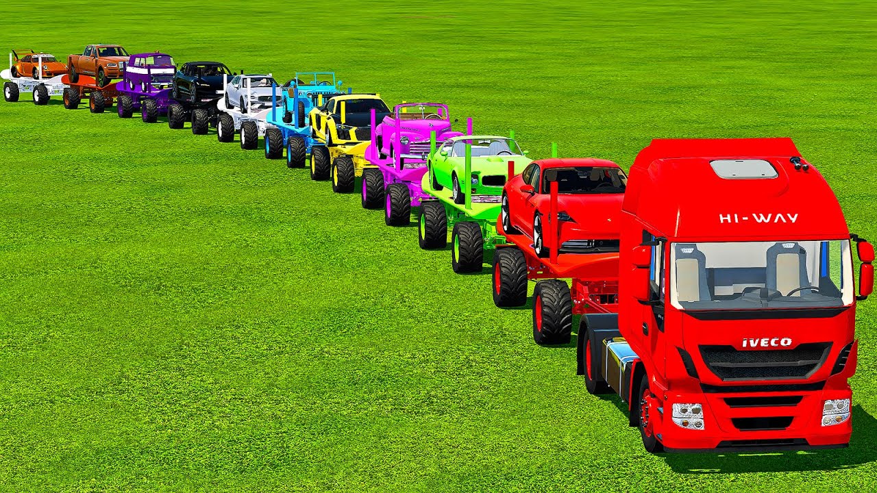 LONG ROAD TRAIN TRANSPORT WITH SKATEBOARD TRAILERS & IVECO TRUCK! Farming Simulator 22