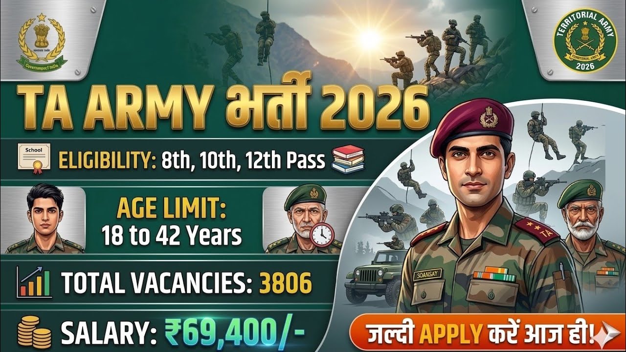 Territorial Army Vacancy 2026 | TA army recruitment notification 2026 Out 