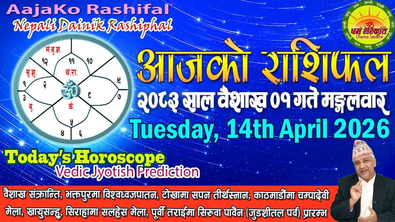 आजको राशिफल | २०८३ वैशाख ०१ गते मङ्गलवार | April 14, 2026 | 2083 Baisakh 01 | Aaja Ko Rashifal