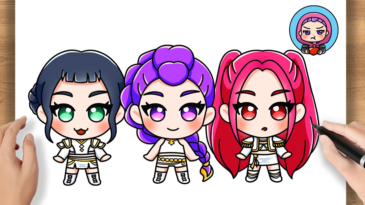 Как нарисовать Хантрикс в золотом костюме | K-pop Охотники на демонов шаг за шагом