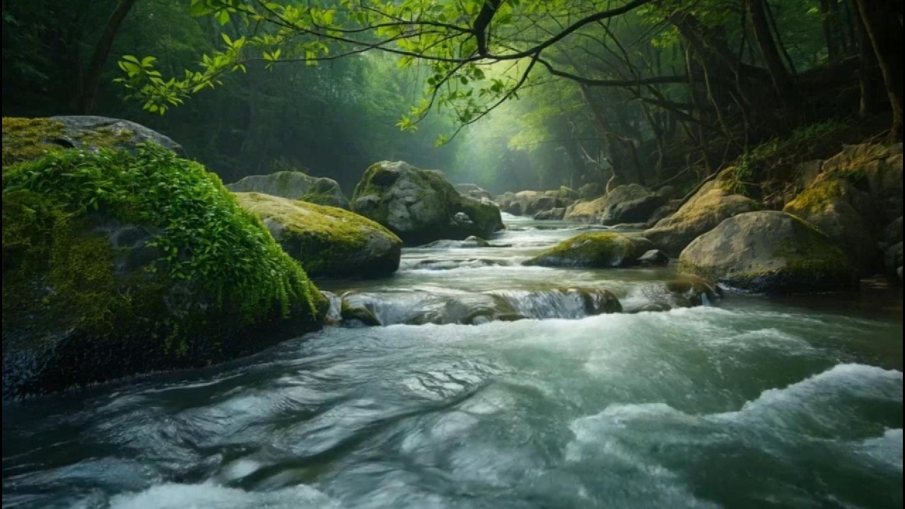 Peaceful Forest Stream Sounds 🍃 Fast Flowing Clear Water for Sleep & Study