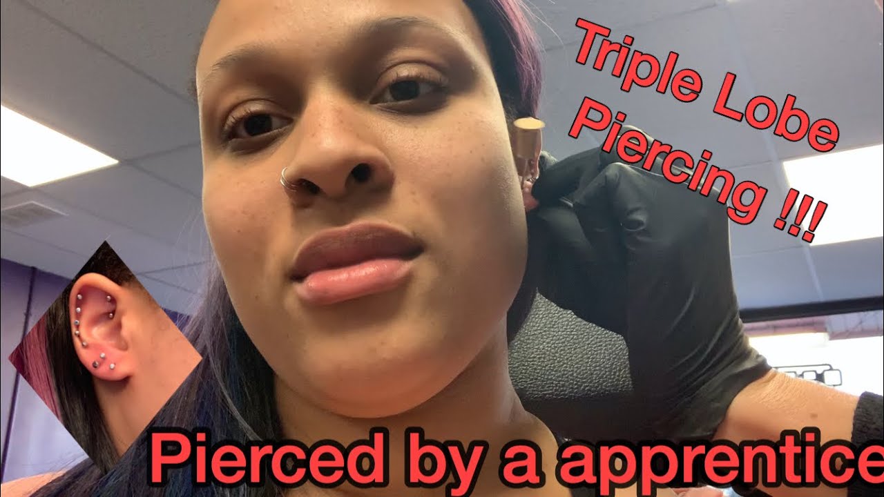Stacked lobe piercing on both ears! 25th & 26th Piercing!! (By a piercing apprentice)