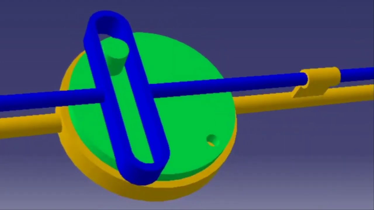 Scotch yoke mechanism simulation  full draw by catia, 스코치 요크 메카니즘 시뮬레이션 풀영상, 카티아