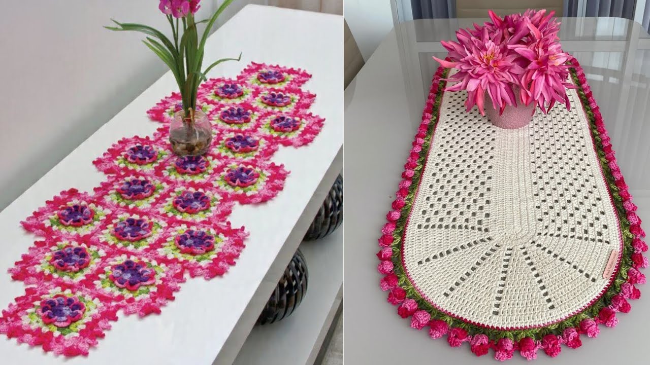 CAMINHO DE CROCHÊ NA COR ROSA💗