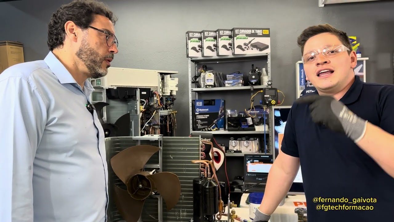 Soldando compressor de ar condicionado.