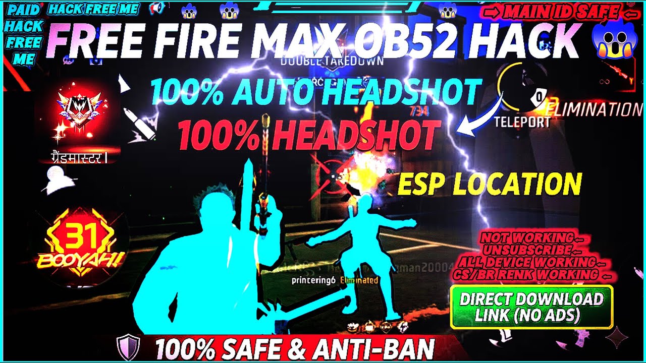 FREE FIRE HEADSHOT HACK | OB52 UPDATE PANEL ☠️✔️ #freefire 