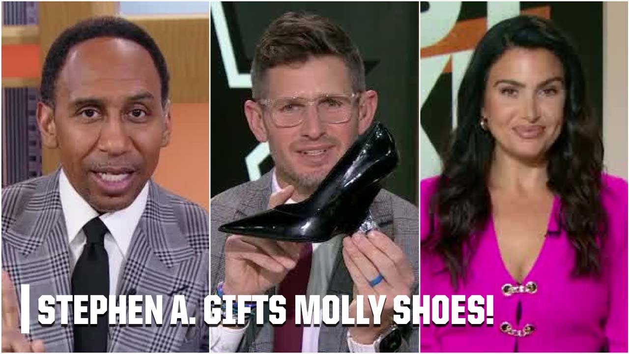 Stephen A. gifted Molly Qerim a pair of shoes for losing his bet 👠 | First Take