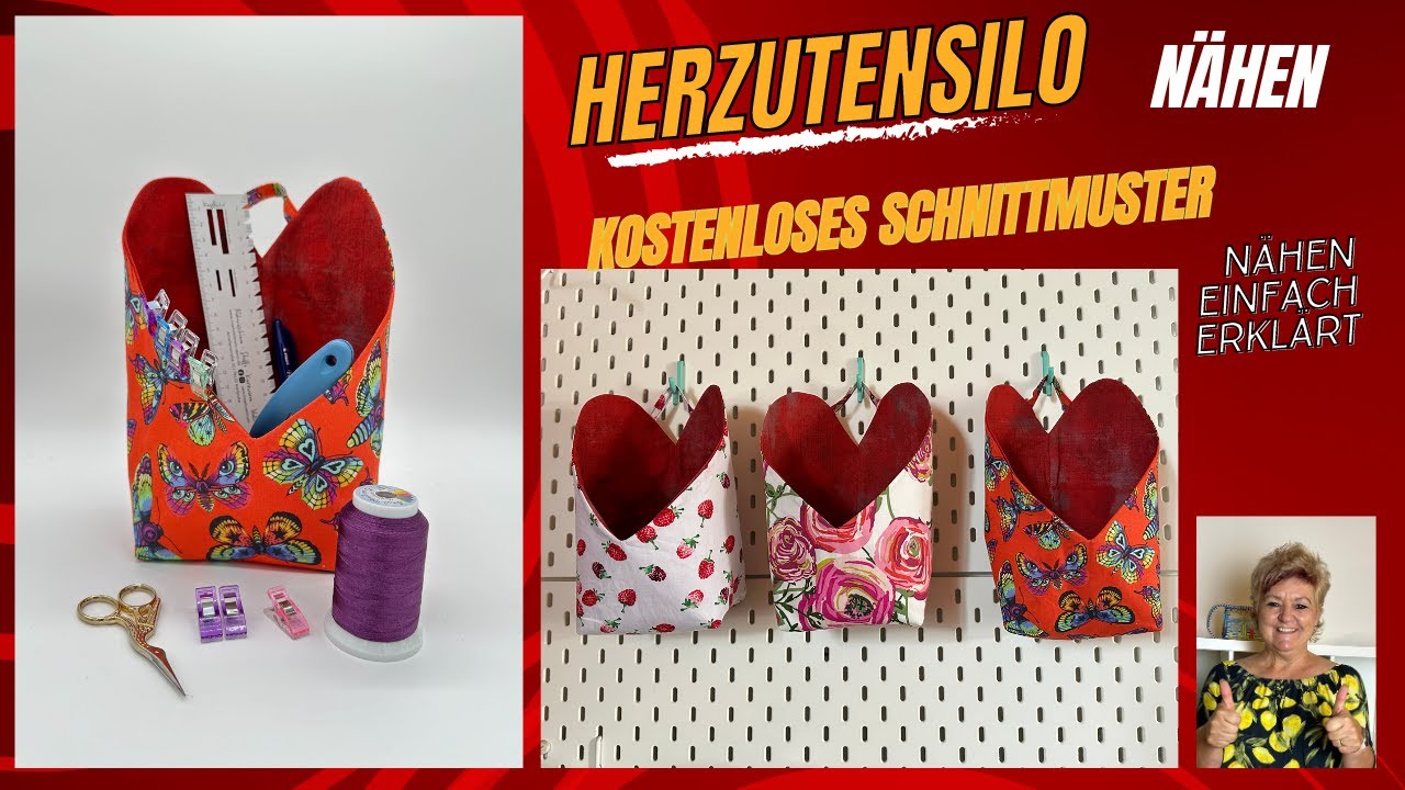 Hängeutensilo in Herzform als Geschenkidee nähen ❤️