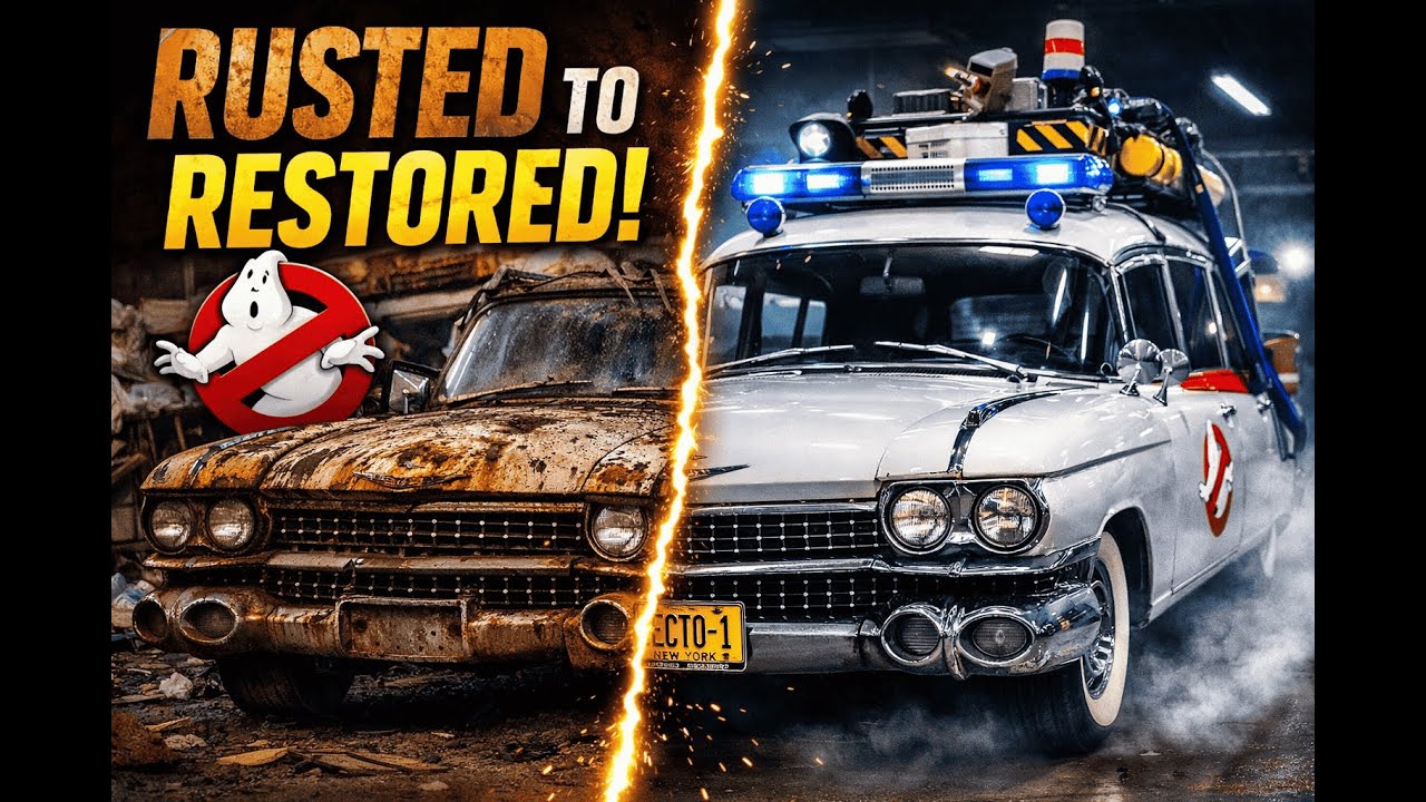 Restoration of a Heavily Rusted Ghostbusters ECTO-1 Car from a Scrap Yard | Full Restoration