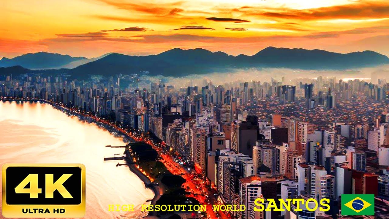 EXPLORING SANTOS COASTAL CITY OF BRAZIL IN 4K UHD (60FPS) SANTOS BEACHES AND CITY LIFE #HRW