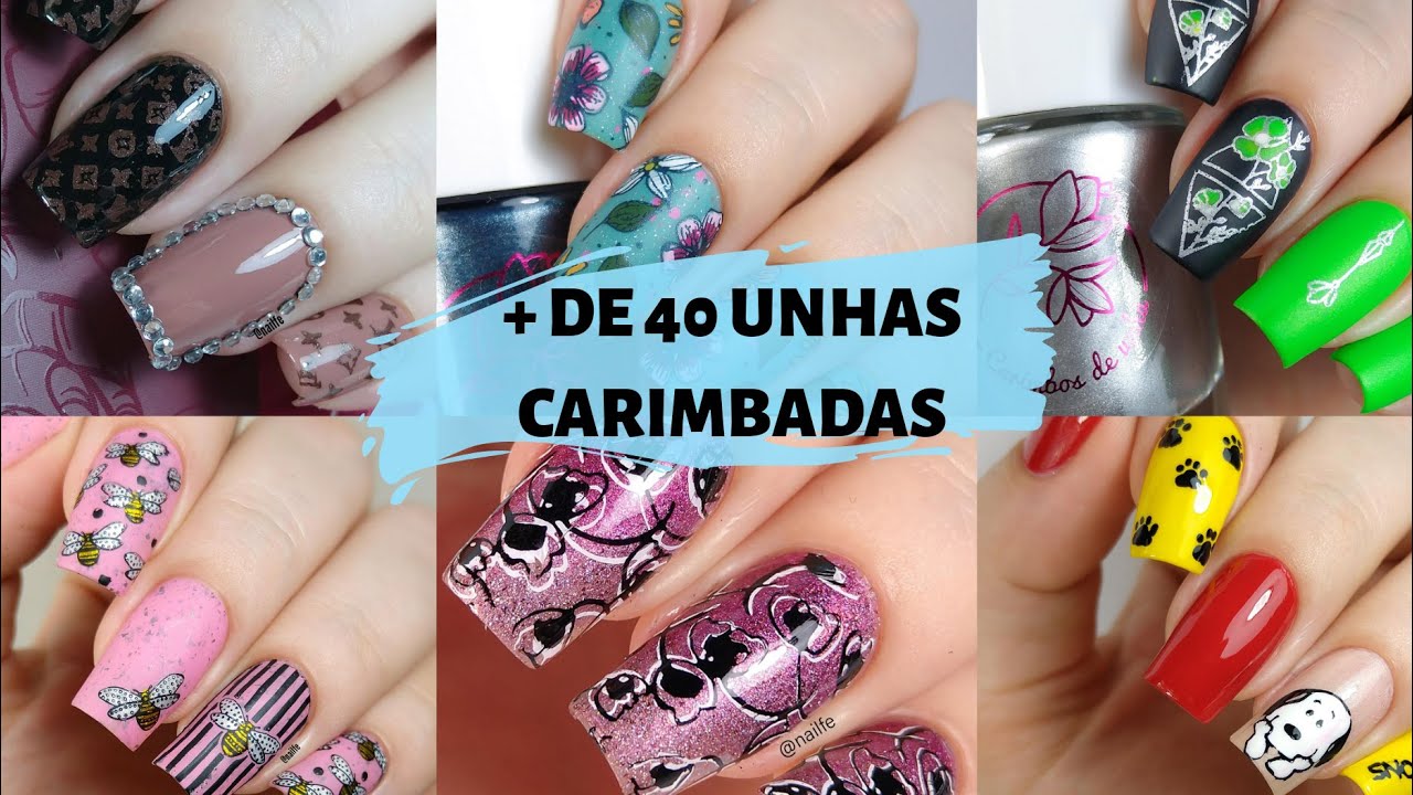 40 OPÇÕES DE UNHAS DECORADAS COM CARIMBO | Nail Art Compilation 2020