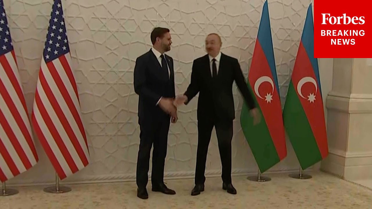 Vice President JD Vance Is Greeted By Azeri President Ilham Aliyev After Arriving In Azerbaijan