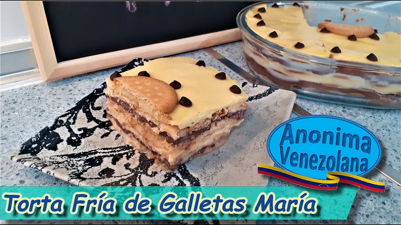 Como hacer Torta fr&iacute;a con galletas Mar&iacute;a y pud&iacute;n - Torta fr&iacute;a tipo Venezolana