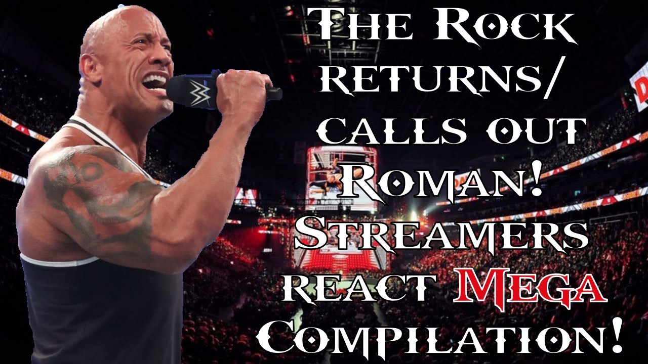 The Rock returns and calls out Roman! Streamers react MEGA compilation!! #wwe #reaction #therock