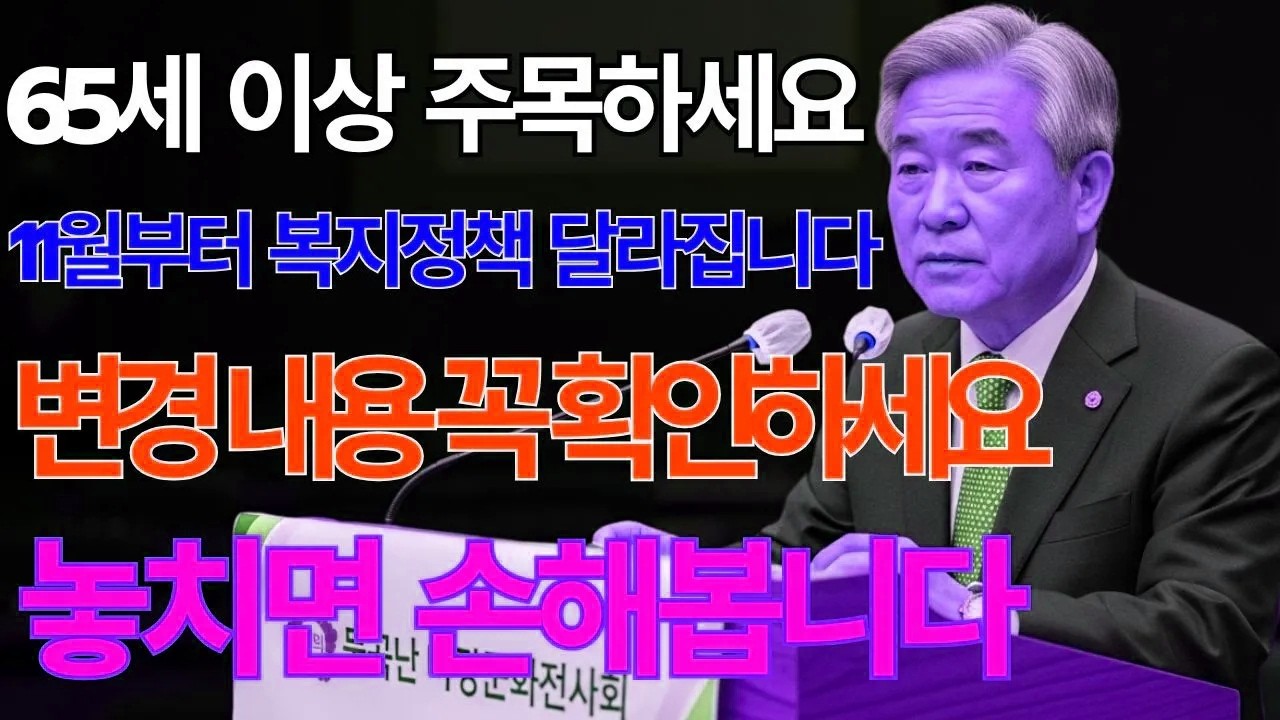 11월부터 새로 생기는 노인복지 지원금, 모르고 지나가면 0원입니다! | 노후지혜
