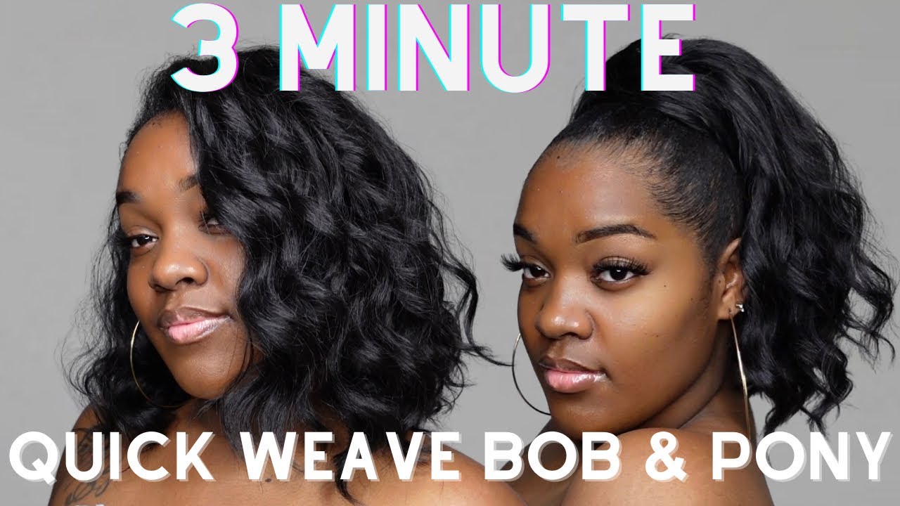 3 MINUTE QUICK WEAVE BOB & PONYTAIL HAIR TUTORIAL ft Outre | @Tatiaunna1