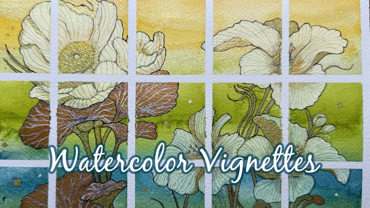 Watercolor Painting Vignettes With Stunning Zentangle Art Flowers!