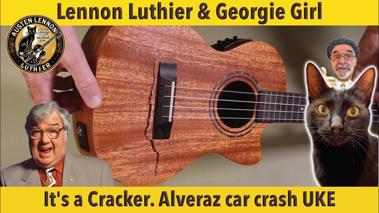 Alvarez Ukulele RU22 TCE been in a car crash. Needs love. Mahogany top? Really?