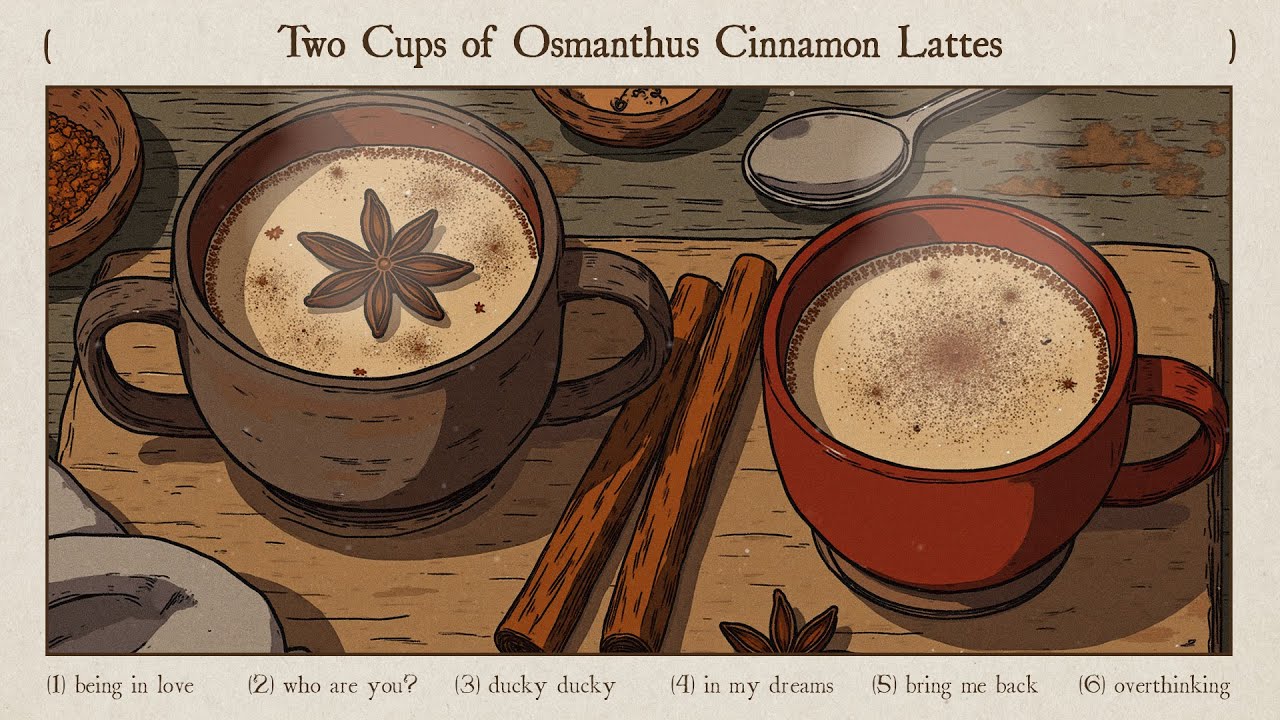 warm autumn with two cups of fragrant osmanthus cinnamon lattes