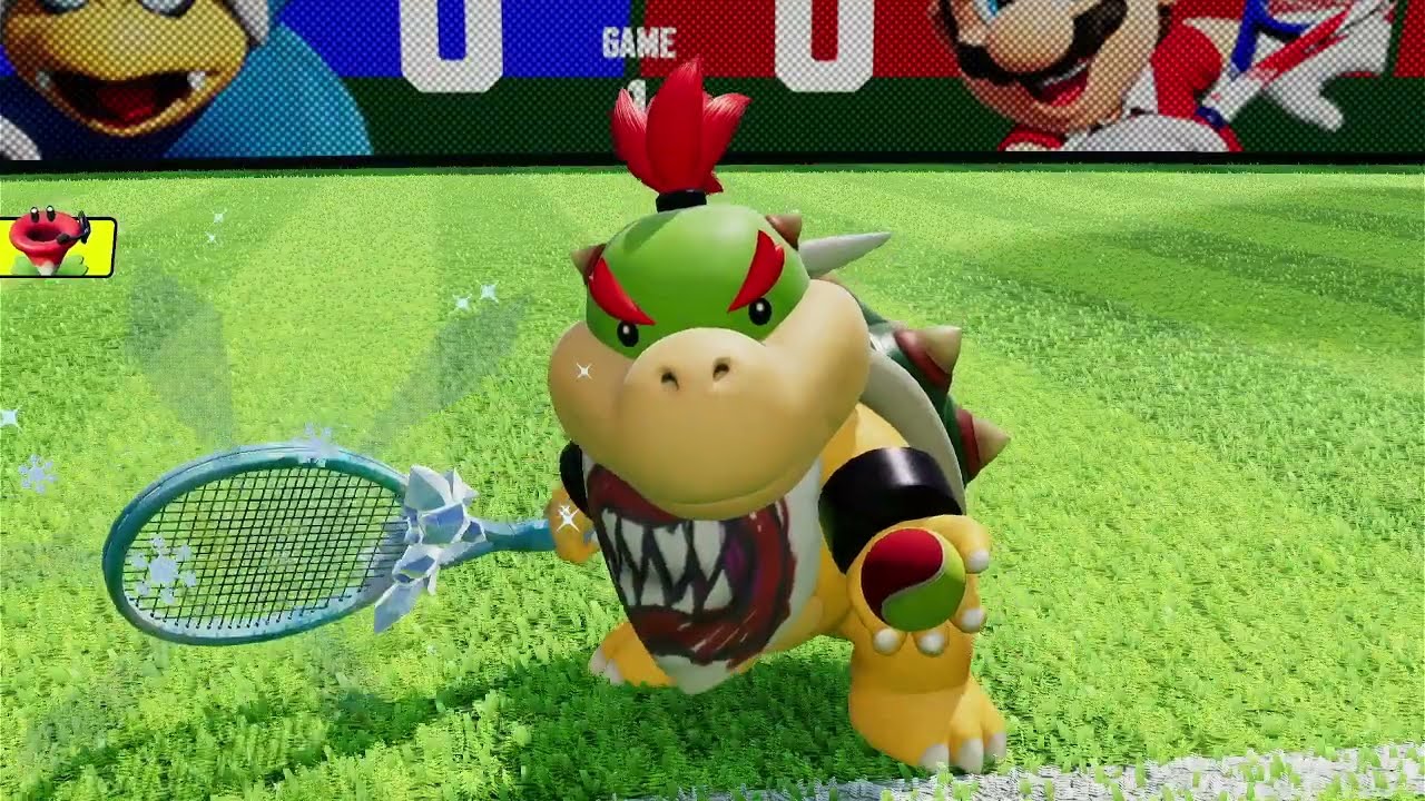 Mario Tennis Fever Bowser Jr and Kamek VS Mario and Baby Mario