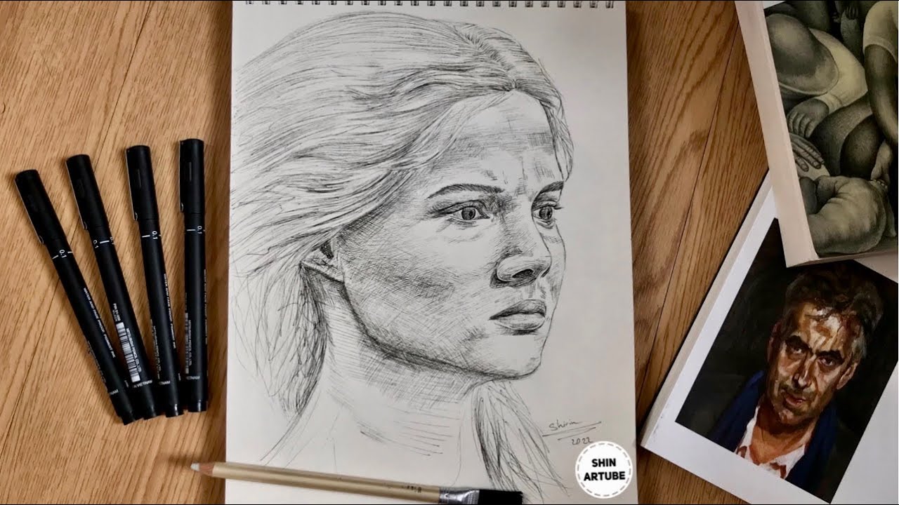 Pen & Ink Drawing: Ciri (Freya Allan)the Witcher| Drawing Ciri the Witcher Easily