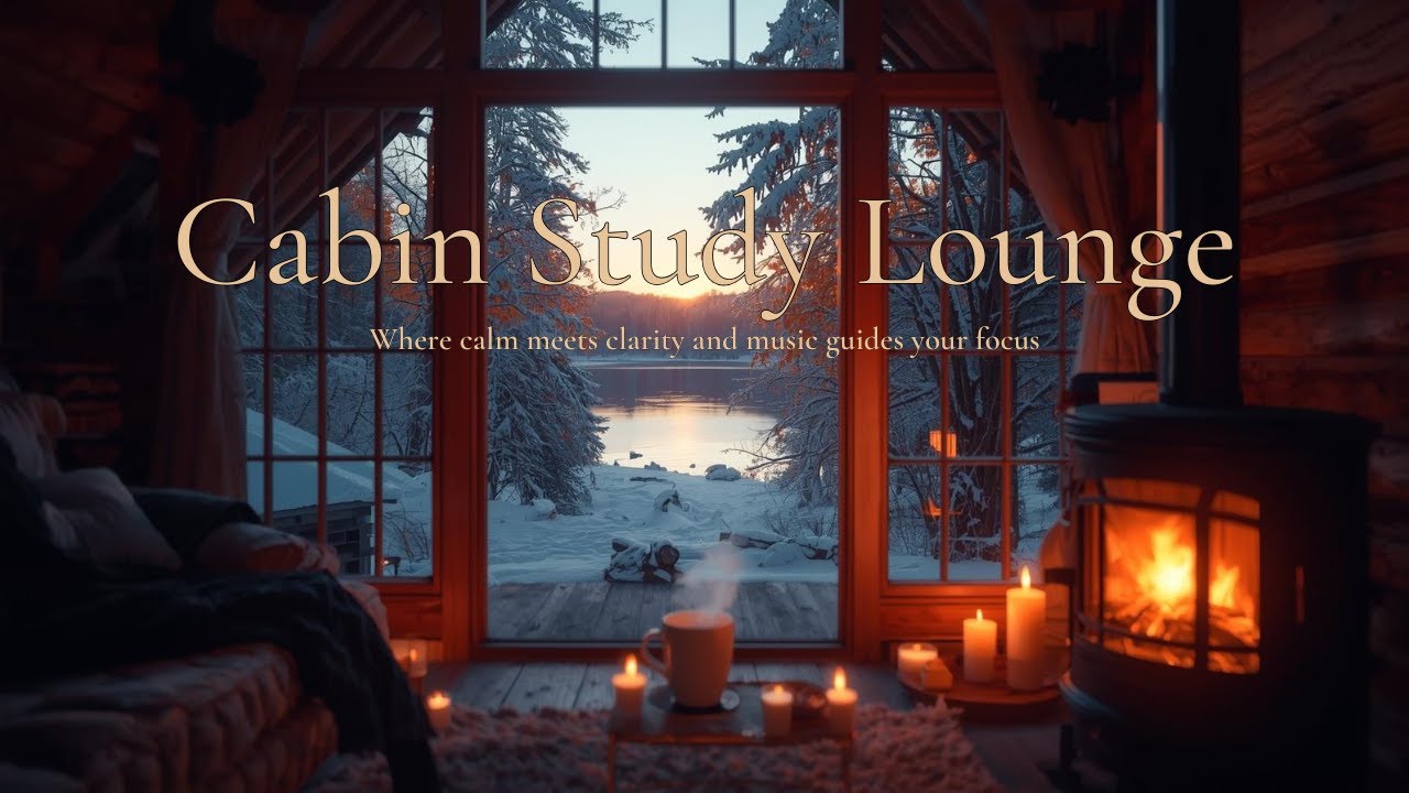 Cabin Study Lounge ❄️☕ | Cozy Music for Focus, Calm & Winter Comfort by the Lake