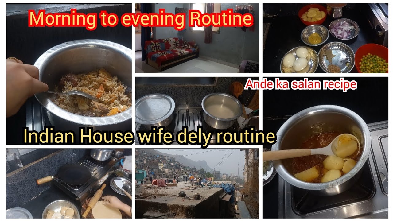 Indian house wife dely routine ||Morning to evening routine ||Ande ka salan recipe #cooking #clining