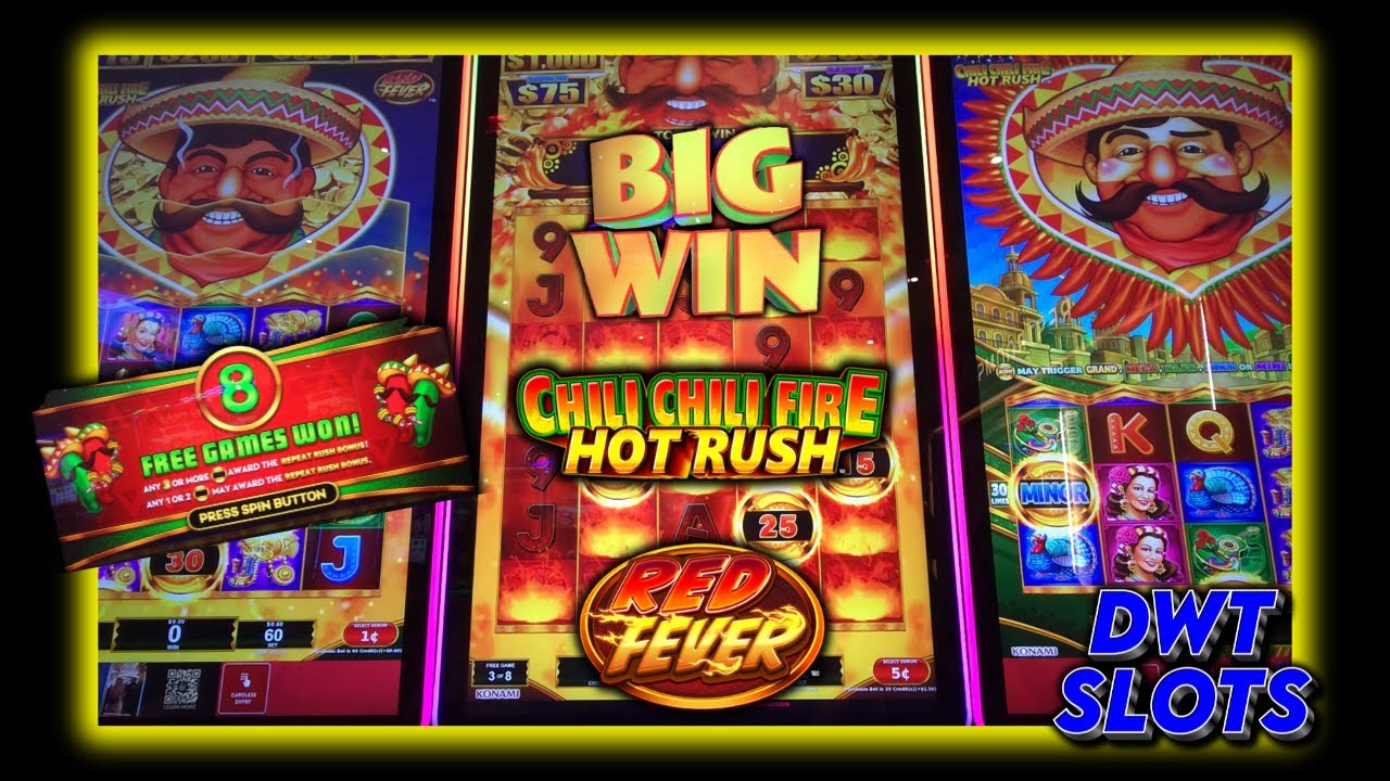 ★BIG WIN!★ ON THE NEW CHILI CHILI FIRE HOT RUSH Slot Machine (RED FEVER) (KONAMI GAMING)