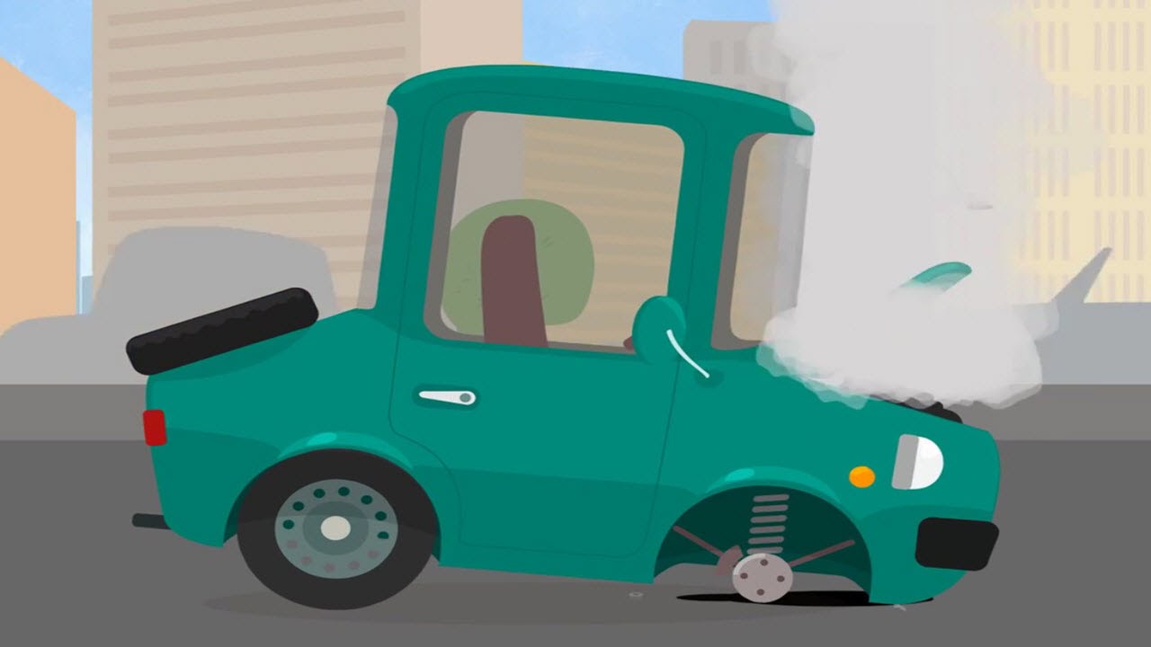 Gro&szlig;e Panne und auf zum Autoservice! Cartoon f&uuml;r Kinder