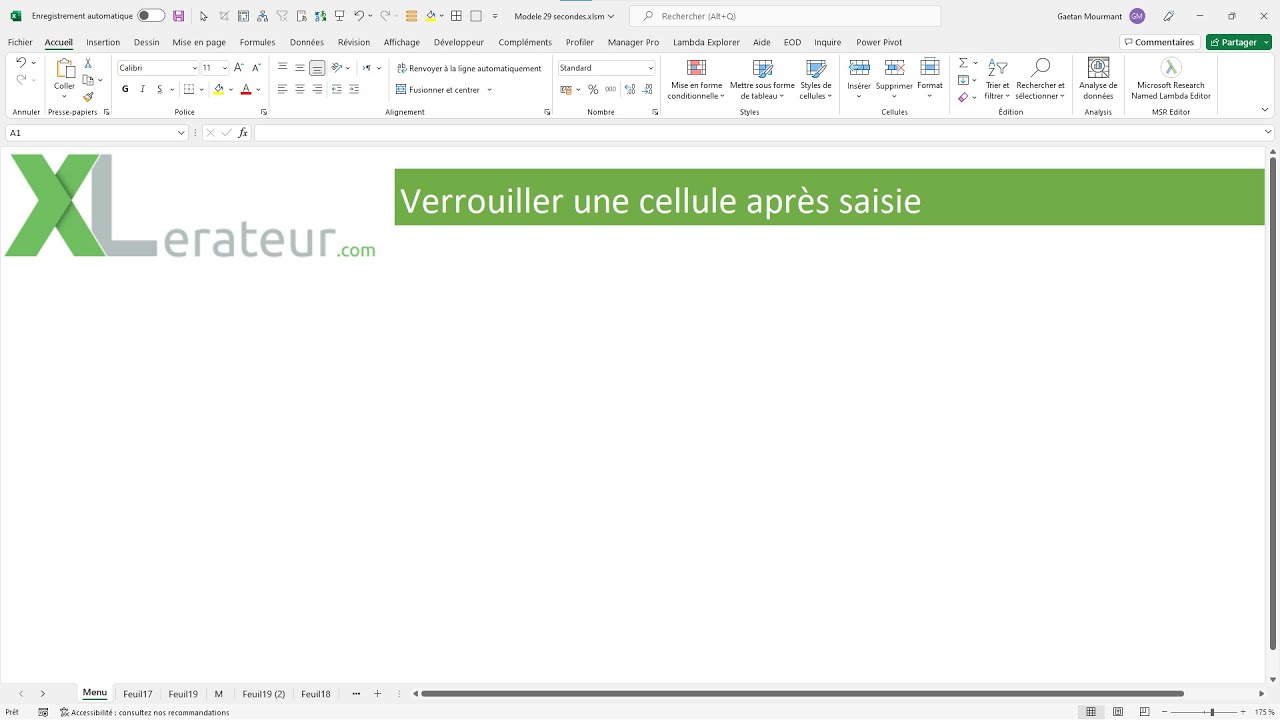 Comment verrouiller une cellule après avoir fait une première saisie?