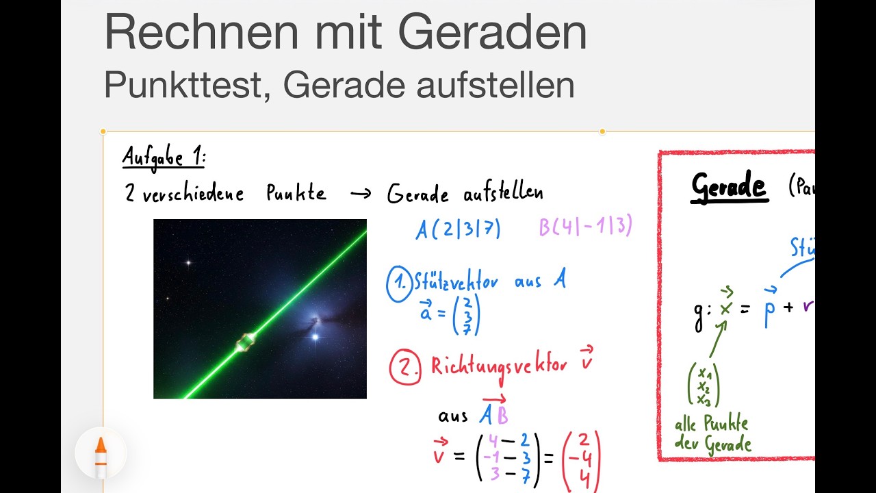 einfach erklärt – Rechnen mit Geraden (Beispielaufgaben) Geometrie