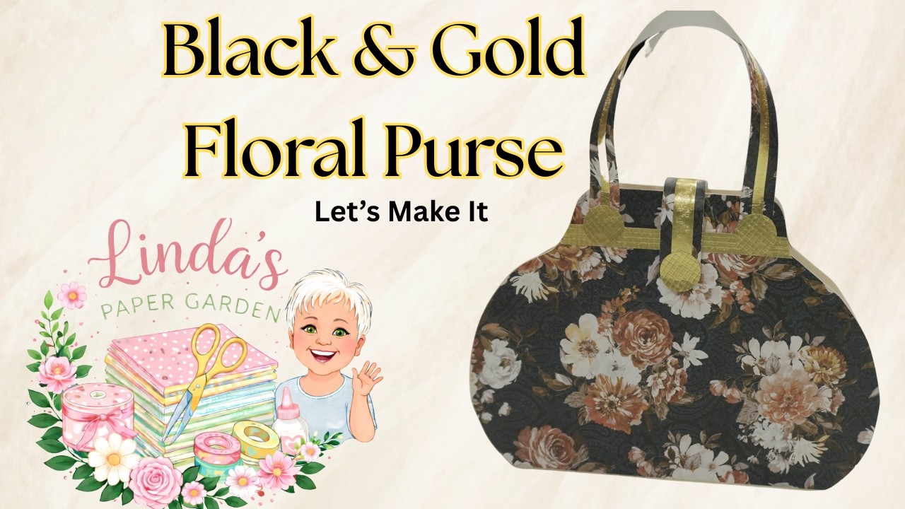 Black & Gold Floral Print Purse